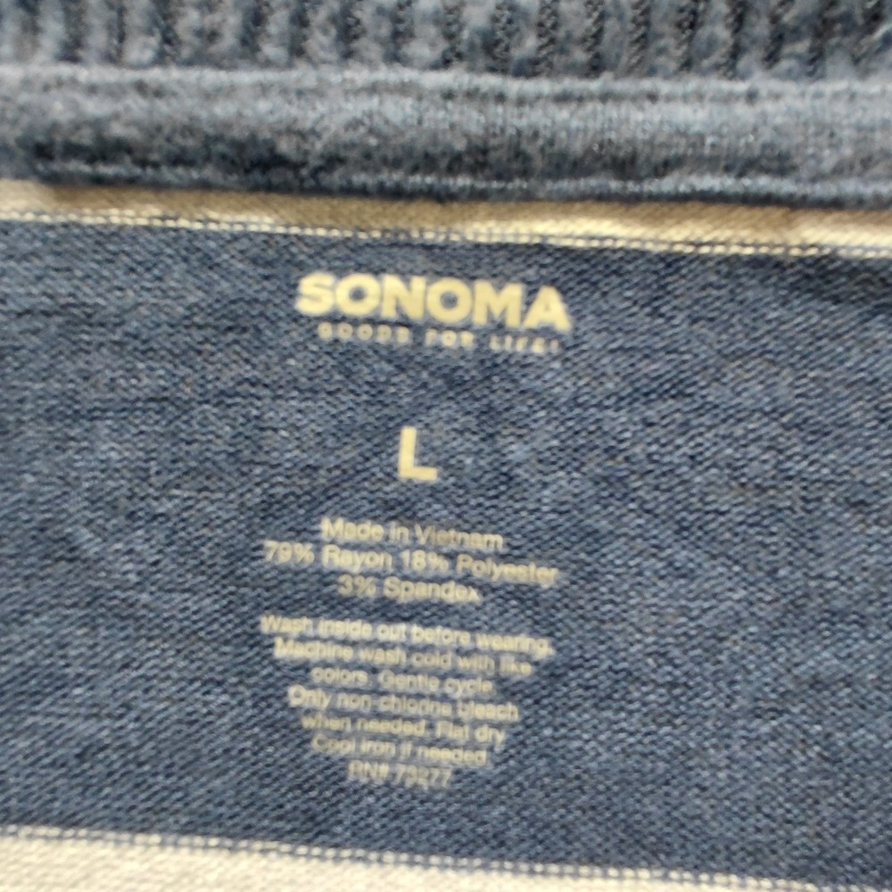 Sonoma Boat Neck Blue Stripe Sweater Pullover Women L Knit Long Sleeve Coastal - Picture 10 of 12